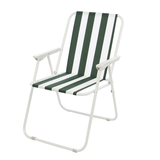 Scaun pescuit, pentru camping, pliant D10883AT-2, structura metalica, material poliester, verde si alb, 50 x 54 x 79 cm