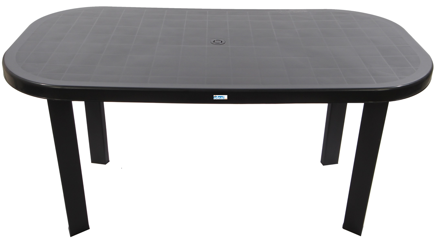Set masa Gradina idealStore cu 6 Scaune si Masa 140x70x70cm, Rezistenta Sporita, Plastic de Inalta Calitate rezistent UV, Rezistent la Apa si Temperaturi Ridicate, Antracit