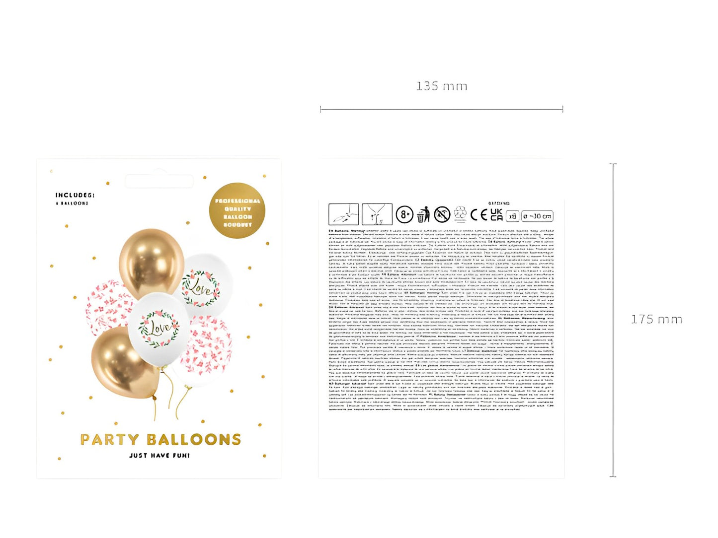 Set 6 baloane Love Mix Party IdealStore, Dimensiune 30 cm, 3 combinatii de culori disponibile din Latex, Ideale pentru petreceri reusite