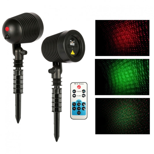 Instalatie Craciun IDL Laser Shower cu telecomanda, pentru iluminarea casei, 9 Functii ce pot oferi un joc de lumini in combinatia de culori rosu si verde