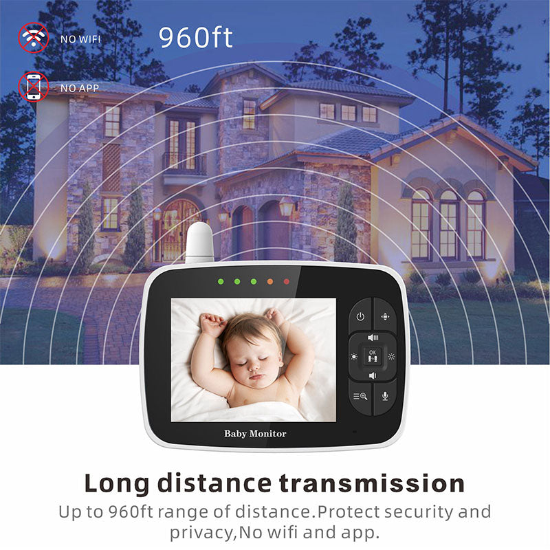 Sistem de Monitorizare Video si Audio Pentru Bebelusi Baby Cam idealStore, Ecran HD 3.5 inch, Vedere Nocturna, Monitor de Temperatura, Posibilitate de Interactiune cu Bebelusul, Cantece de Leagan, Raza Mare de Semnal