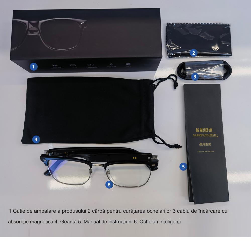Ochelari inteligenti idealSTORE smartGlasses, conectare Bluetooth, Preluare Apel, Microfon, Ascultare Muzica, Difuzoare incorporate, Sunet Stereo, Sunet Notificari, Lentile Cu Protectie, Rezistent la Apa