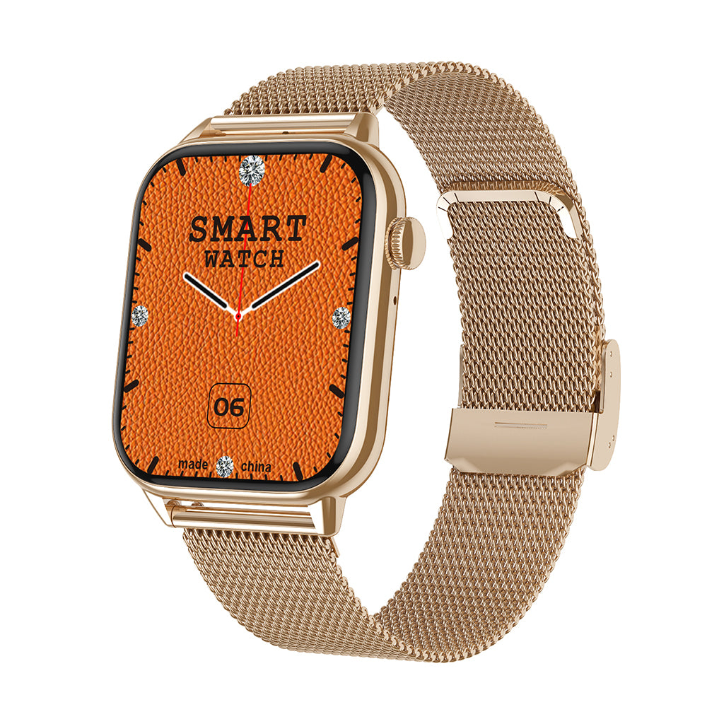 Ceas Smartwatch Star Collection IdealStore, Ecran Tactil 1.85 inch, NFC, Preluare Apeluri si Mesaje Bluetooth, Monitorizare Ritm Cardiac si Somn, Difuzor si Microfon incorporat, IP67, Alarma, Android-IOS, Gold Metal
