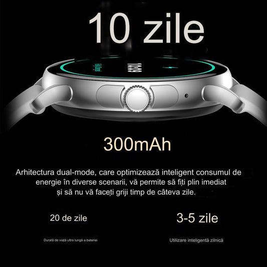 Ceas Smartwatch idealSTORE STMone, Apel Bluetooth, Asistent Vocal, Ecran AMOLED, 100+ Moduri Sport, Aplicatie Menstruala, Management Somn, Monitorizare Sanatate, Ritm Cardiac, Oxigen, NFC, Bratara Silicon Gri