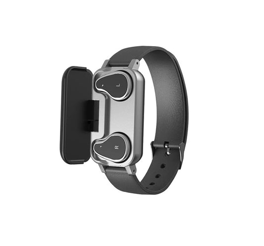 Bratara Fitness 2in1 Smart Time 89 cu Casti Bluetooth, Versiune Bluetooth 5.0, Monitorizare Ritm Cardiac, Tensiometru, Pedometru, Calorii, Distanta Parcursa, Monitorizare Somn, Sedentarism, Bratara Silicon Neagra, Culoare Negru