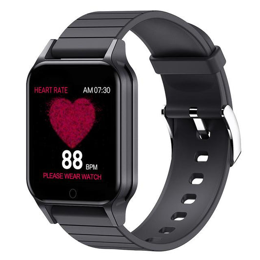 Ceas SmartWatch idealStore SmarTemp Vision 96, Functii de monitorizare a Sanatatii - masurare ritm cardiac, tensiune, Memento, masurare Temperatura corporala, Monitorizare Oxigen, Modul Multi-Sport, IP67, Negru