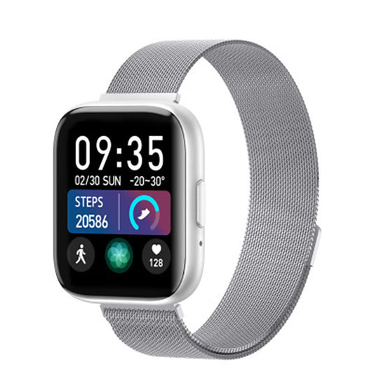 Ceas SmartWatch T99 NewGeneration idealStore, Silver, 2 Bratari, Display 1.55 inch HD, Cadran Personalizat, Waterproof, Bluetooth Call, Sedentary Reminder, Notificari whatsapp, facebook, Monitorizare Stare de Sanatate, Oximetru, Pedometru