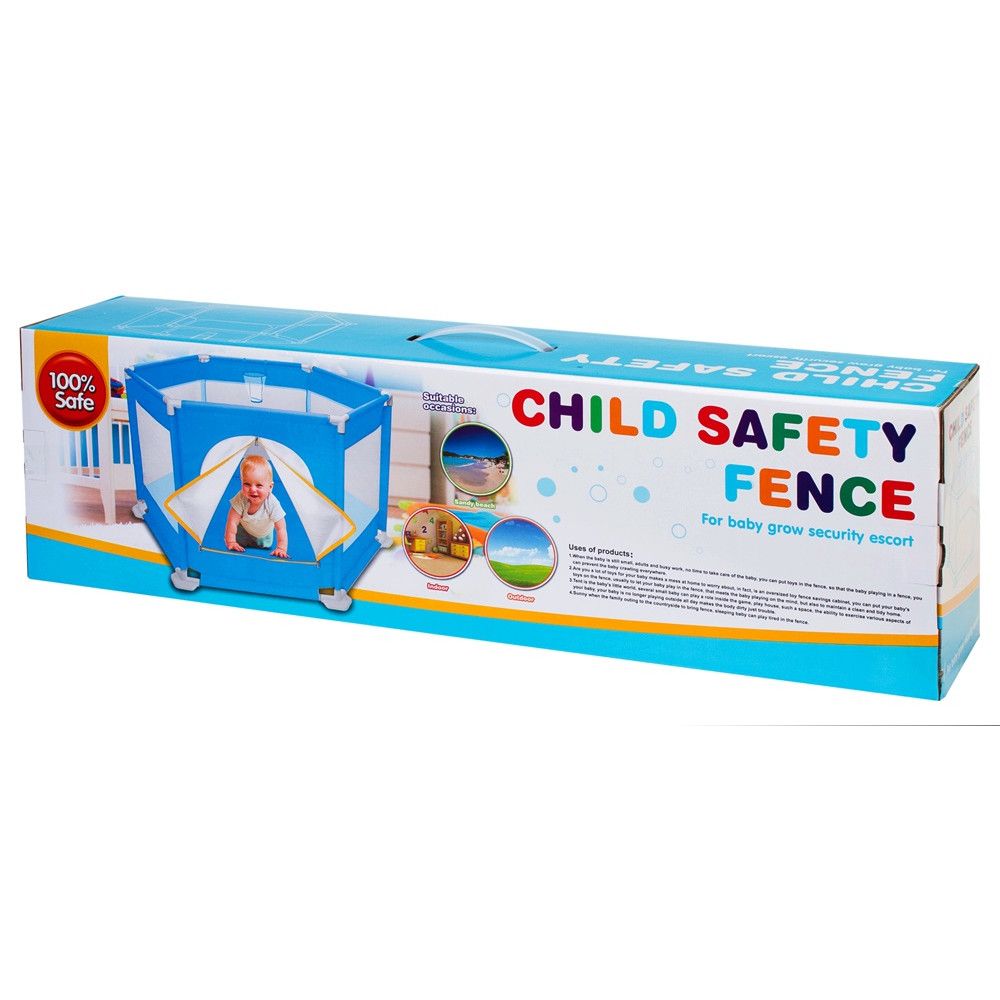 Tarc de joaca pentru copii idealSTORE, Blue Junior Ballroom, Dimensiuni 146 x 73 x 64 cm, Pliabil, Sporeste dezvoltarea psihomotrie la copii