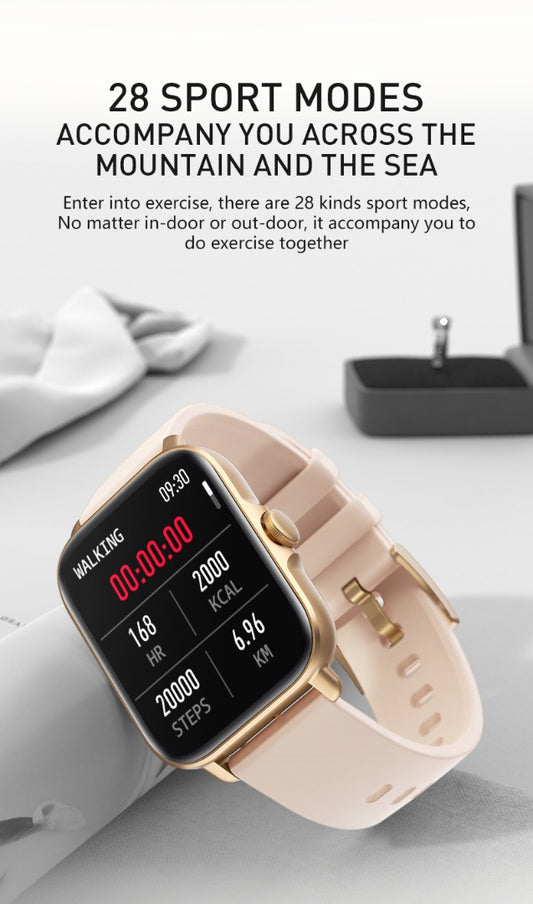 Smartwatch Techno GOLD IdealStore Full HD, Ecran de 1,7 Inch cu rezolutie 280x280, Monitorizare tensiune arteriala si frecventa cardiaca, Rezistent la apa IP67, Preluare apeluri Bluetooth, Mod multi-sport, Sistem de operare Android sau IOS