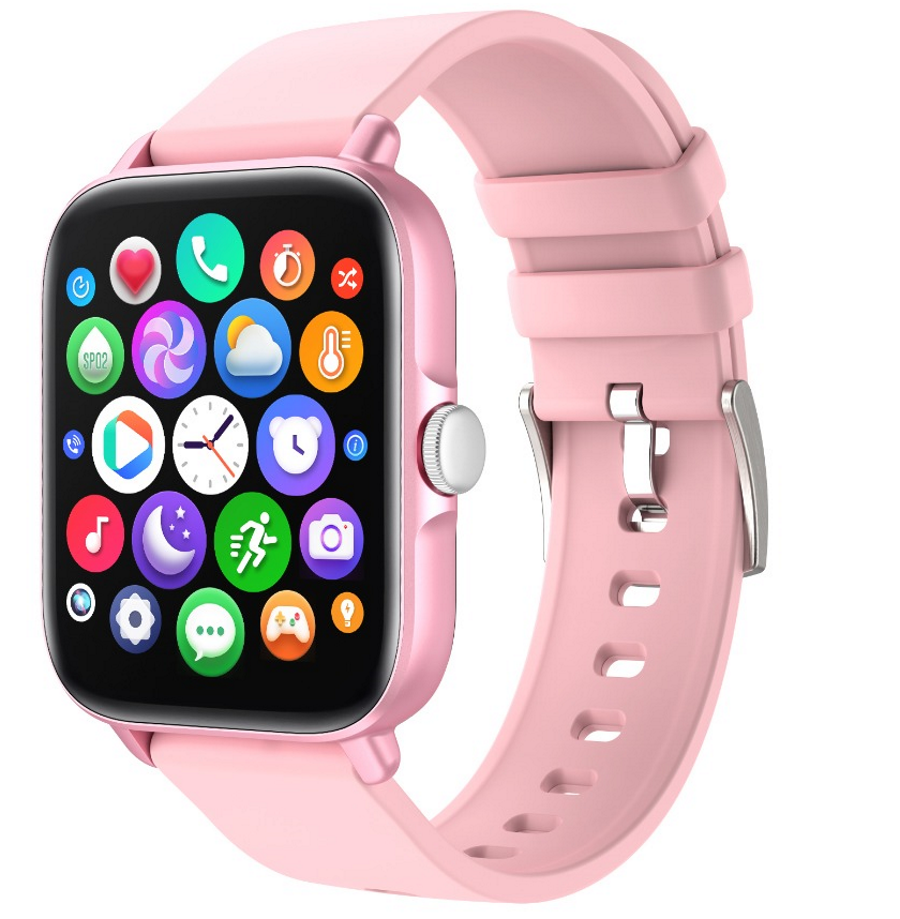 Smartwatch Techno PINK IdealStore Full HD, Ecran de 1,7 Inch cu rezolutie 280x280, Monitorizare tensiune arteriala si frecventa cardiaca, Rezistent la apa IP67, Preluare apeluri Bluetooth, Mod multi-sport, Sistem de operare Android sau IOS