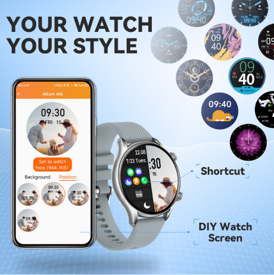 Ceas SmartWatch Tirana Fashion idealSTORE, Ecran IPS Full Touch Display, Bluetooth, Monitorizare Ritm Cardiac, Tensiunii Arteriale, Saturatia Sangelui, Somn, Vreme, Multi-Sport, Notificari Apeluri, SMS, Social Media, IP67, Long Battery, Grey Edition