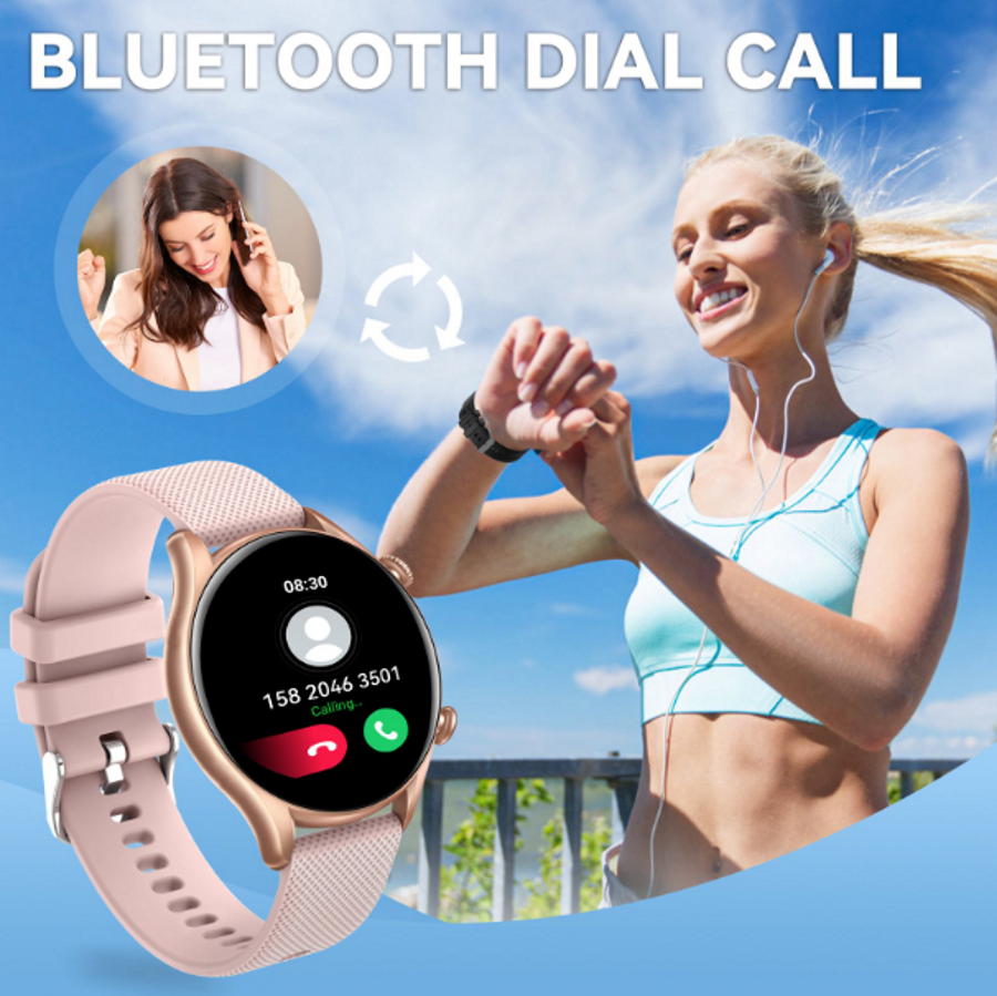 Ceas SmartWatch Tirana Fashion idealSTORE, Ecran IPS Full Touch Display, Bluetooth, Monitorizare Ritm Cardiac, Tensiunii Arteriale, Saturatia Sangelui, Somn, Vreme, Multi-Sport, Notificari Apeluri, SMS, Social Media, IP67, Long Battery, Gold Edition