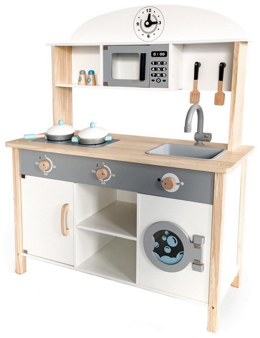 Bucatarie din lemn Premium idealSTORE RUSTIC KITCHEN COLLECTION, Dimensiuni 97 x 75.5 x 30 cm, Echipata si utilata complet, Include 8 accesorii specifice