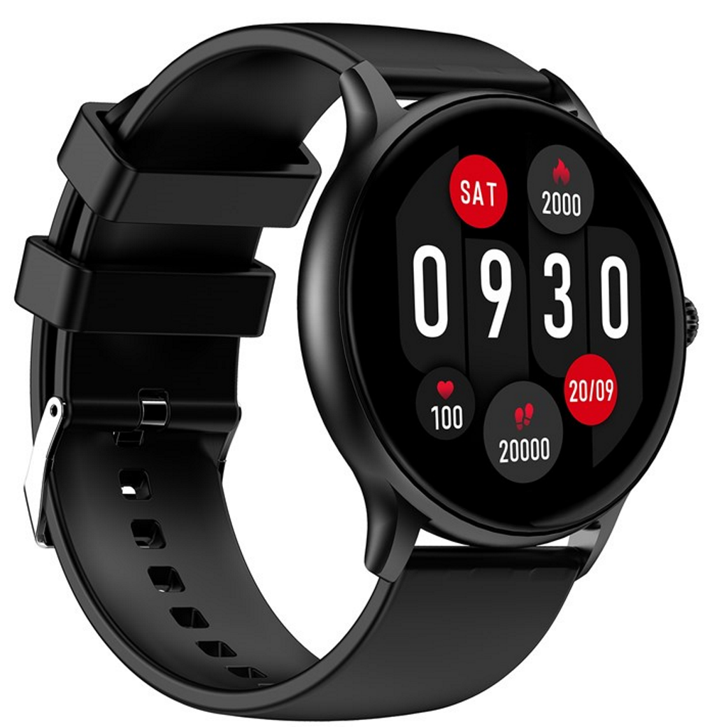Ceas Smartwatch Tokio Fashion idealSTORE, Ecran Rotund LCD, UltraSlim, Apeluri Bluetooth, Android- iOS, Monitorizare Ciclul Menstrual, Pasi, Calorii, Tensiunea Arteriala, Ritm Cardiac, Pedometru, Control Muzica, MultiSport, GPS, LongLife Battery, BLACK