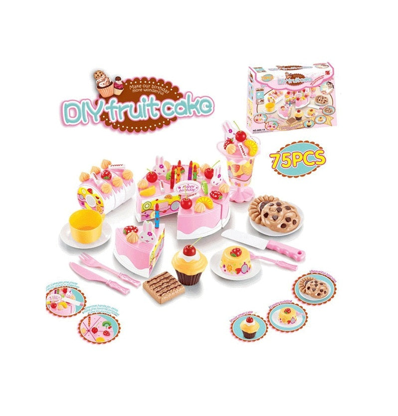 Tort pentru copii idealSTORE, PINK CAKE PARTY, Include 75 de accesorii simbolice ce ofera posibilitati nelimitate fiecarui mic cofetar, Sporeste jocul de rol