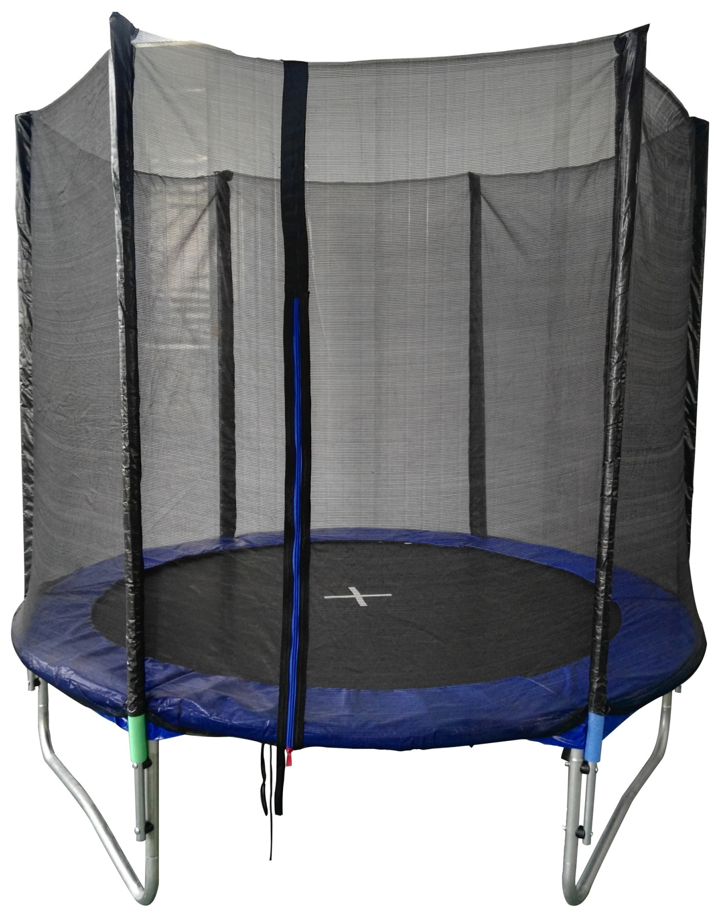 Trambulina pentru copii cu sistem de protectie idealSTORE SOFT JUMP KIDS, Diametru 244 cm, Inaltime 59 cm, Plasa rezistenta de 180 cm, Structura de metal, Materiale care combat razele UV, Asigura siguranta si confort, Maxim 110 kg