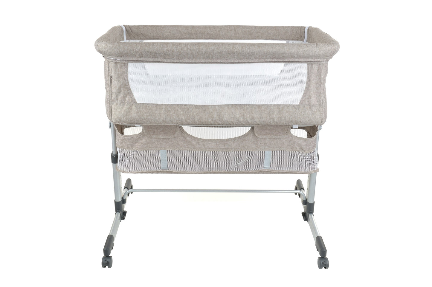 Patut de calatorie pliabil SUMMER BABY idealSTORE, Dimensiuni 80 x 95 x 60, Confectionat din aluminiu + Tesatura respirabila, Include plasa de tantar, cos pentru articole si jucarii, Ideal pentru calatoriile de vara, Culoare BEJ