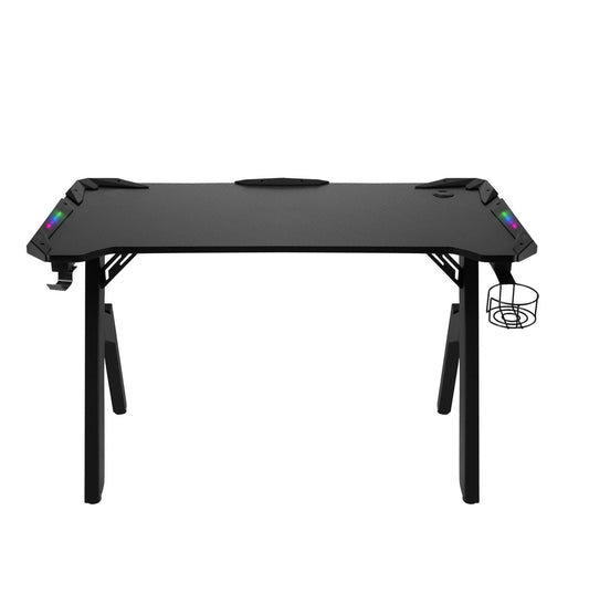 Birou gaming Smart Pro Collection idealSTORE Dimensiuni 120 x 60 x 70 cm, Cadru metalic stabil, Iluminare LED, Accesorizat cu suport pentru casti, pahar, Picioare reglabile, Echipat cu sistem de gestionare a cablurilor