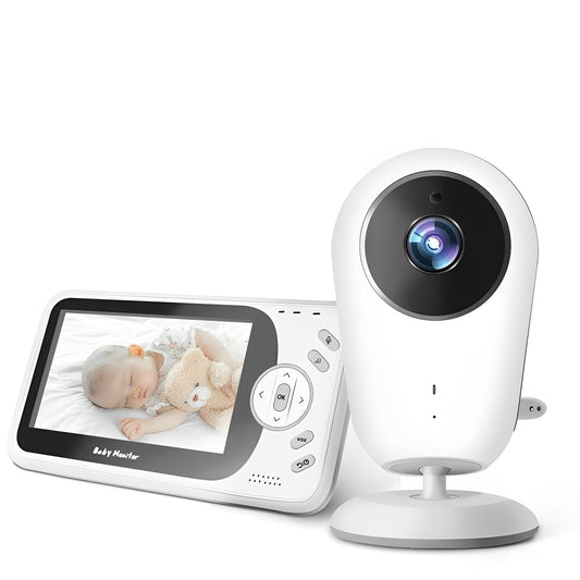 Sistem monitorizare Video si Audio pentru Bebelusi SuperBaby IdealStore, Ecran HD de 4.3 inch, Monitorizare temperatura, Vedere de inalta calitate pe timpul noptii, Cantece de leagan, Raza mare de actiune pana la 250m, Comunicare intre cele 2 dispozitive
