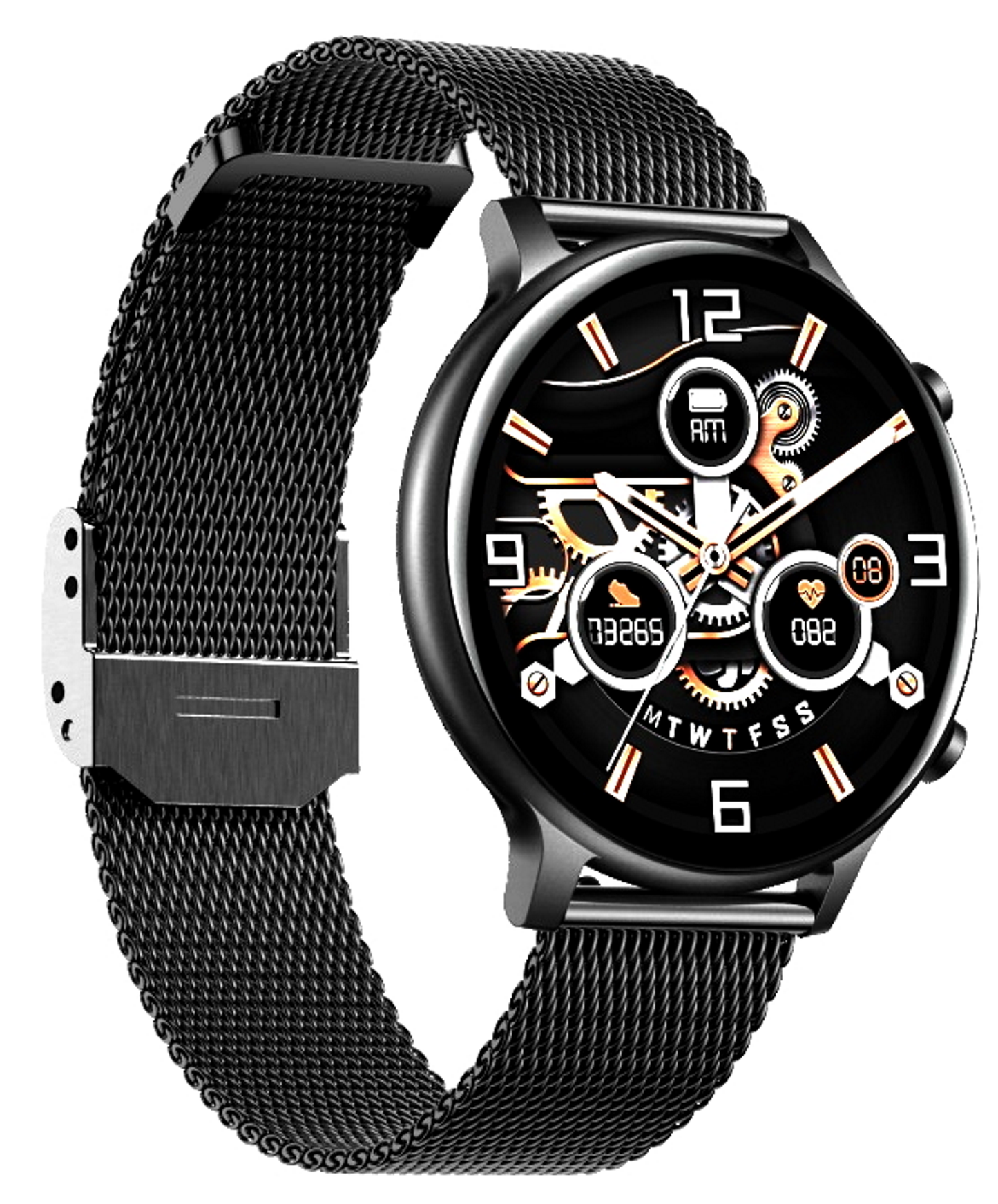 Ceas SmartWatch Versa idealStore, Dimensiunea Ecran 1.32 inch, Rezistent la Apa, Bluetooth, Monitor Ritm Cardiac, Tesiune Arteriala, Oxigen din Sange, Notificari Apeluri, Multi Sport, Compatibil iOS si Android, Negru