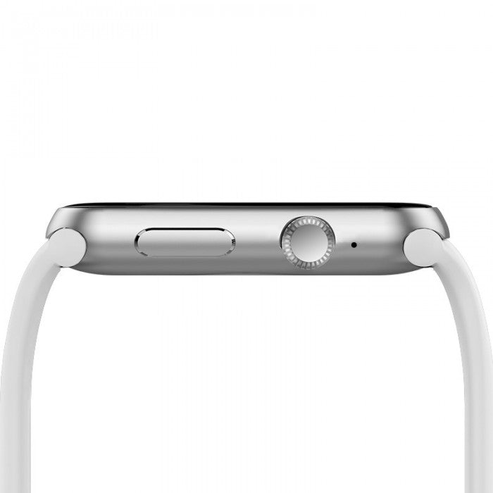 Ceas Smartwatch cu functie de Telefon GrandVision, Curea Silicon Soft Alba,Slot cartela SIM,G-Senzor,Notificari Apeluri,Fb,WApp,Display IPS,Camera Foto HD,Apeluri,BT 4.0,Monitorizare Somn,Pedometru,Sedentarism,Design modern,Carcasa Aluminium Silver