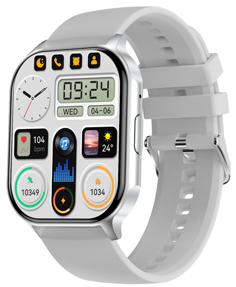 Smartwach XiaWatch idealSTORE, ecran AMOLED, Efectuare Apel Bluetooth HD, NFC, Asistent Vocal, Monitorizare Sanatate, Aplicatie Bursiera, Test Respiratie si Stres, Respingere Apel, Mod MultiSport, Silicon Gri
