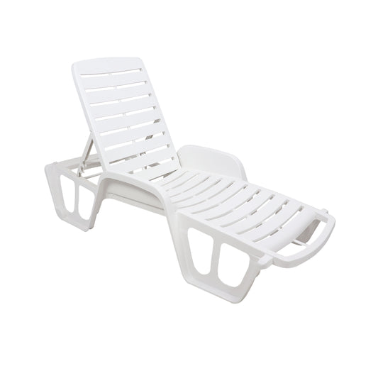 Sezlong plaja iMK, structura plastic, alb, 192 x 71 x 100 cm