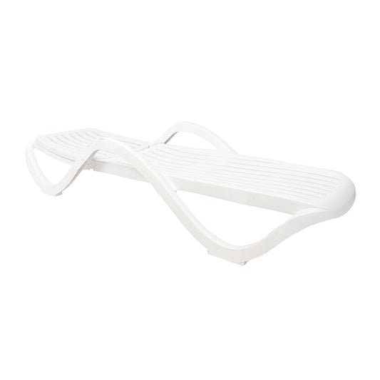 Sezlong de plaja din plastic, alb, 191 x 70.5 cm