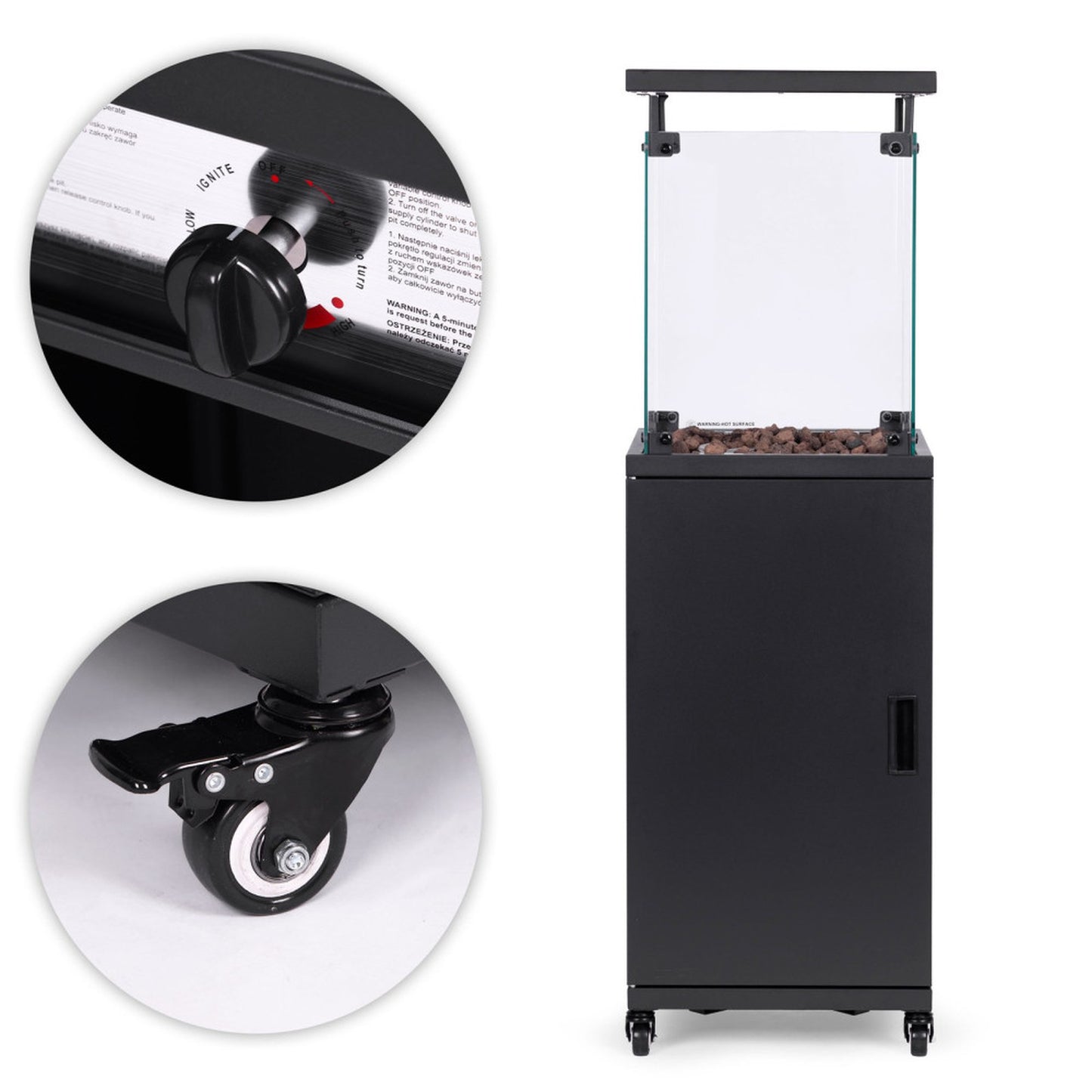 Incalzitor de Terasa idealSTORE pe Gaz, 13kW, Reglare Temperatura, Pietre Vulcanice