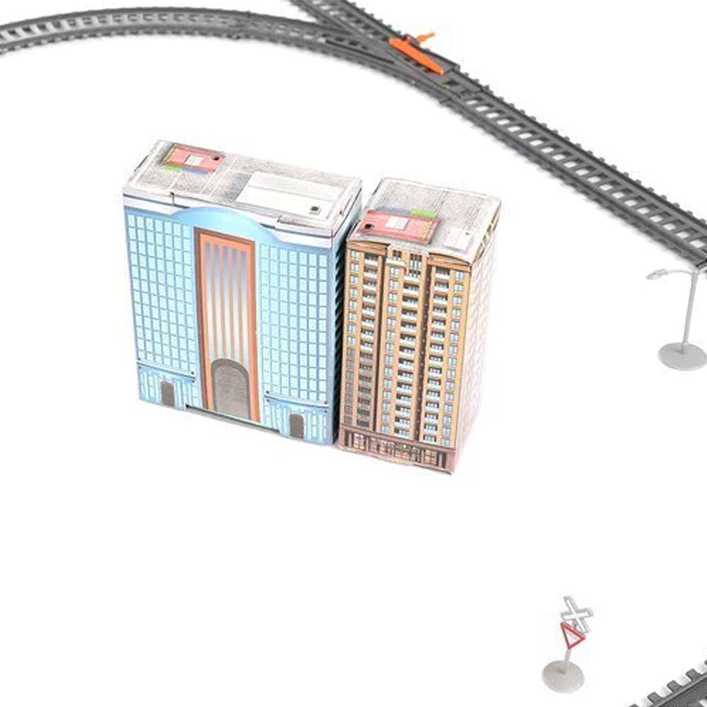 Circuit Trenulet Electric Zenuk - 86 Piese, Locomotiva, Pod Mobil, Accesorii, Lungime Cale Ferata 900 cm, Efecte Luminoase, Gri