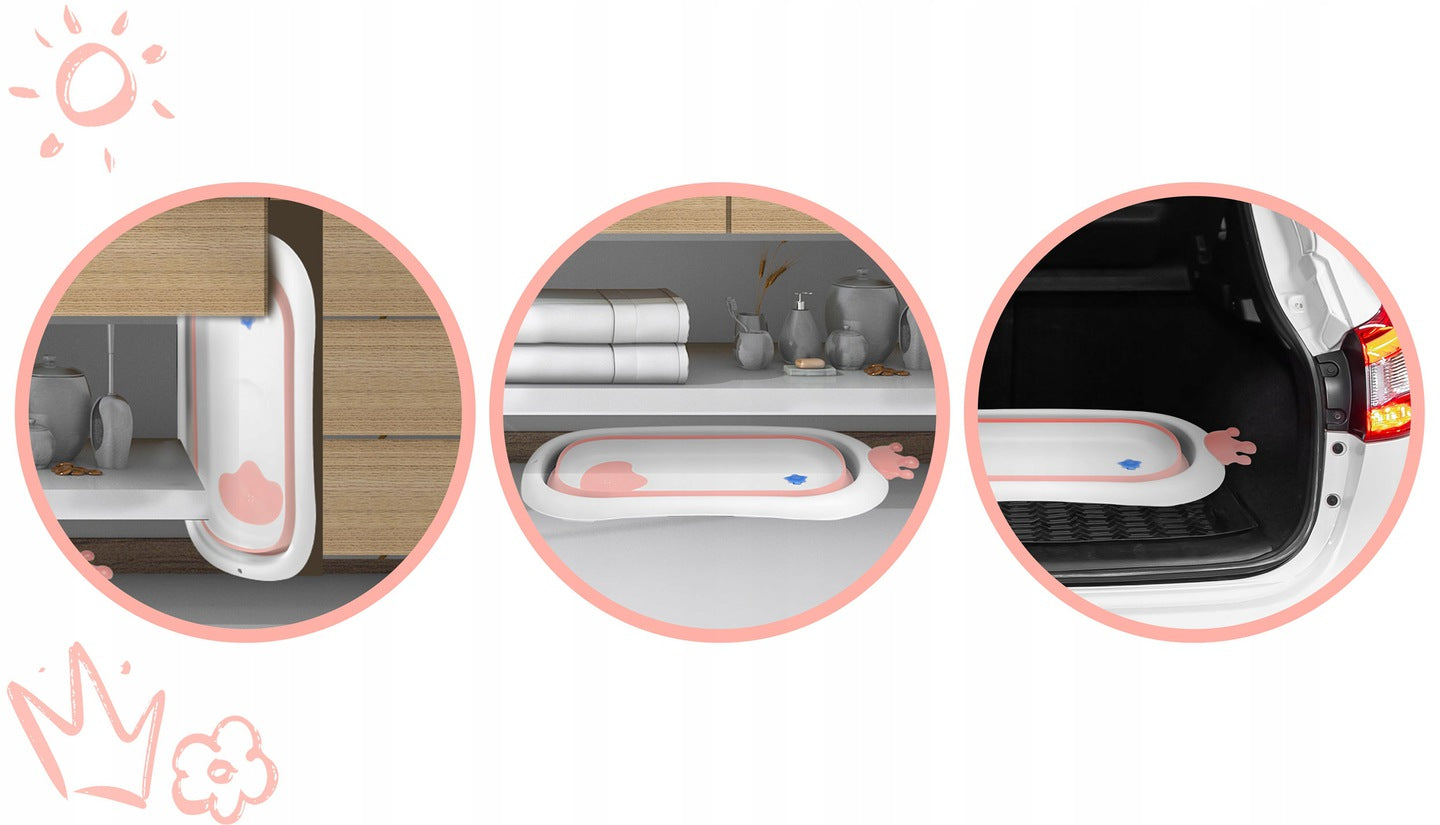 Cadita pentru Bebelusi cu perna, Pliabila, 90x50x21.5 cm, Alb/Roz