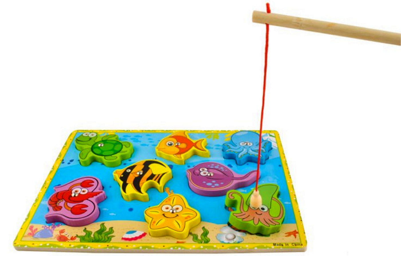 Joc interactiv de pescuit idealSTORE Marine Life, Include o tablita viu colorata, 8 animalute ce pot fi prinse cu undita, Ajuta la imbunatatirea abilitatilor mana-ochi si ofera momente de distractie pentru ore in sir