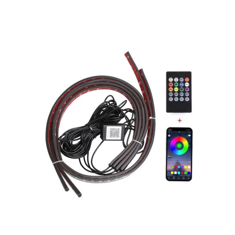 Kit Banda LED RGB Auto Digital cu Aplicatie BTT sub Masina 12V, Include 2 Benzi Led 90 cm, 2 Benzi Led 120 cm