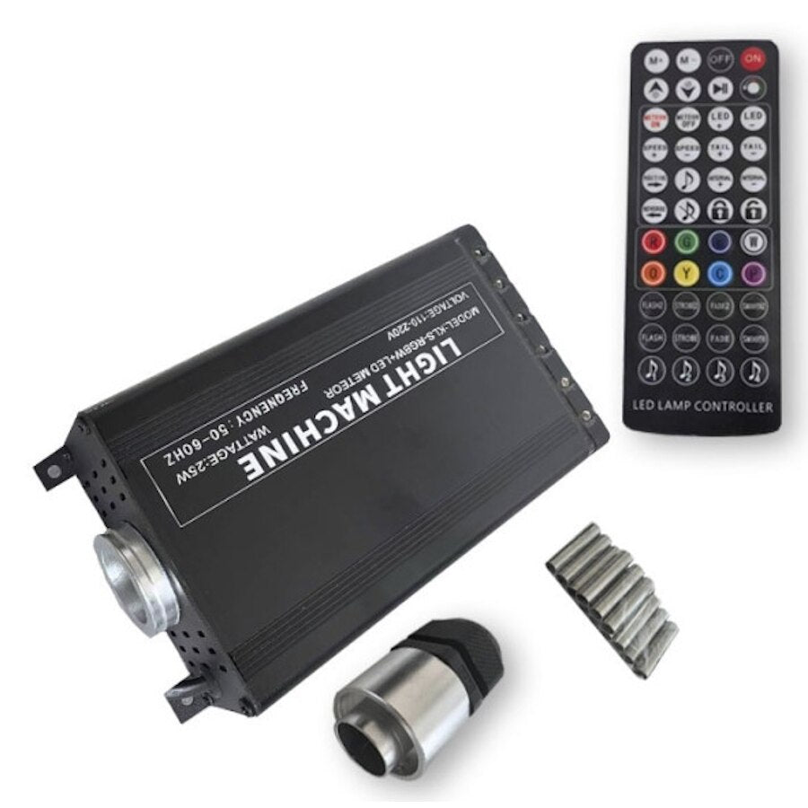 Kit Fibra Optica idealSTORE LED RGB+W, Model Plafon Instelat cu Efect Meteorit-Stea Cazatoare, 700 fire, Lungime 3m, Tensiune 12V