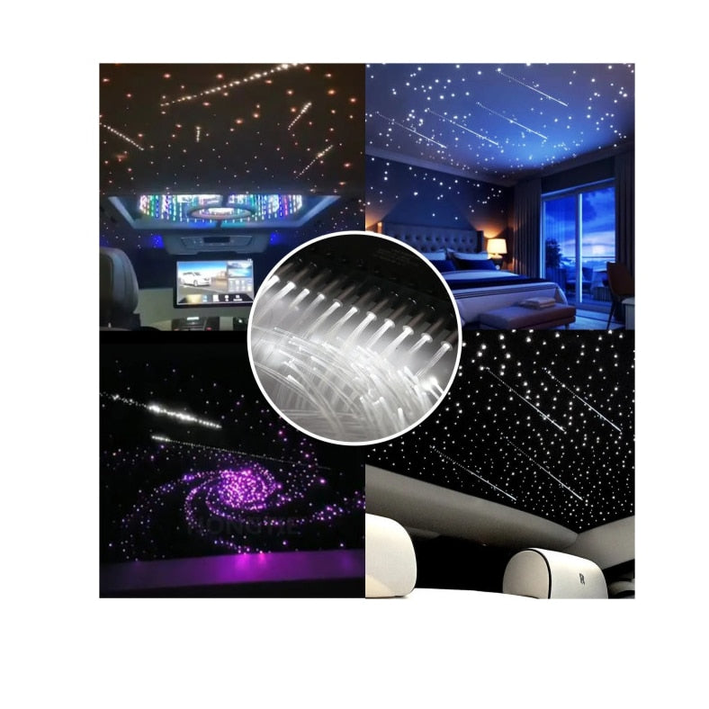 Kit Fibra Optica LED RGB+W idealSTORE Plafon Instelat cu Efect Meteorit 760 fire,3m, Tensiune 12V, Control Wireless, Aplicatie IOS si Android, Bluetooth, Multi-color