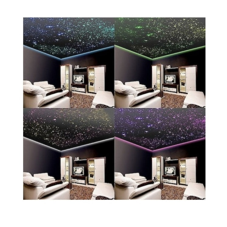 Kit Fibra Optica Plafon idealSTORE Instelat LED RGB cu Telecomanda si Sursa de Alimentare 0,75mm, 295 Fire 3 Metri 12V, Control Wireless, Bluetooth, Aplicatie IOS si Android