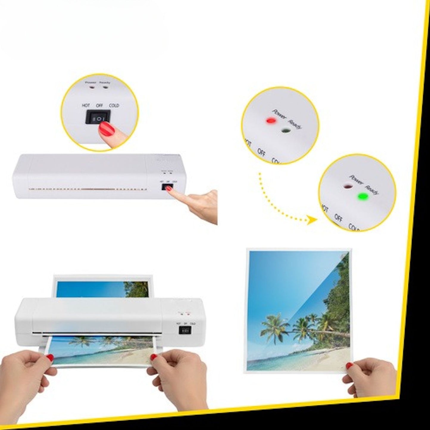 Laminator 4 in 1 idealSTORE A4, Laminare cald si rece, Trimmer incorporat, Include 60 de folii A4, 150-250 microni