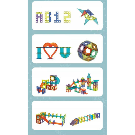 Set Blocuri Magnetice Cu Lumina IdealSTORE LightMag 75 Piese Pentru Constructii