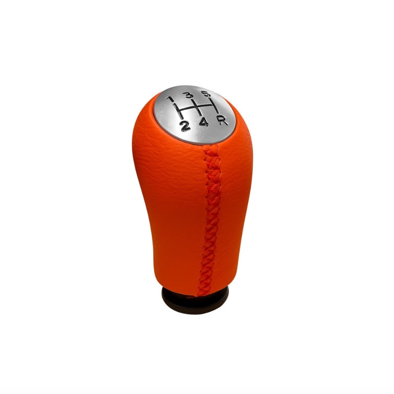 Maner schimbator idealSTORE imitatie piele compatibil Dacia Logan / Renault Megane / Clio 5 viteze, Portocaliu