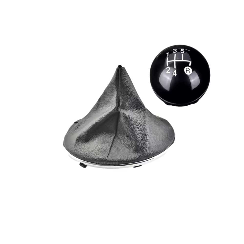 Manson si Maner Schimbator Auto idealSTORE, Compatibil Fiat 500C 2007-2015, Material Durabil, Imitatie Piele, Insertii Cauciucate, Culoare Negru