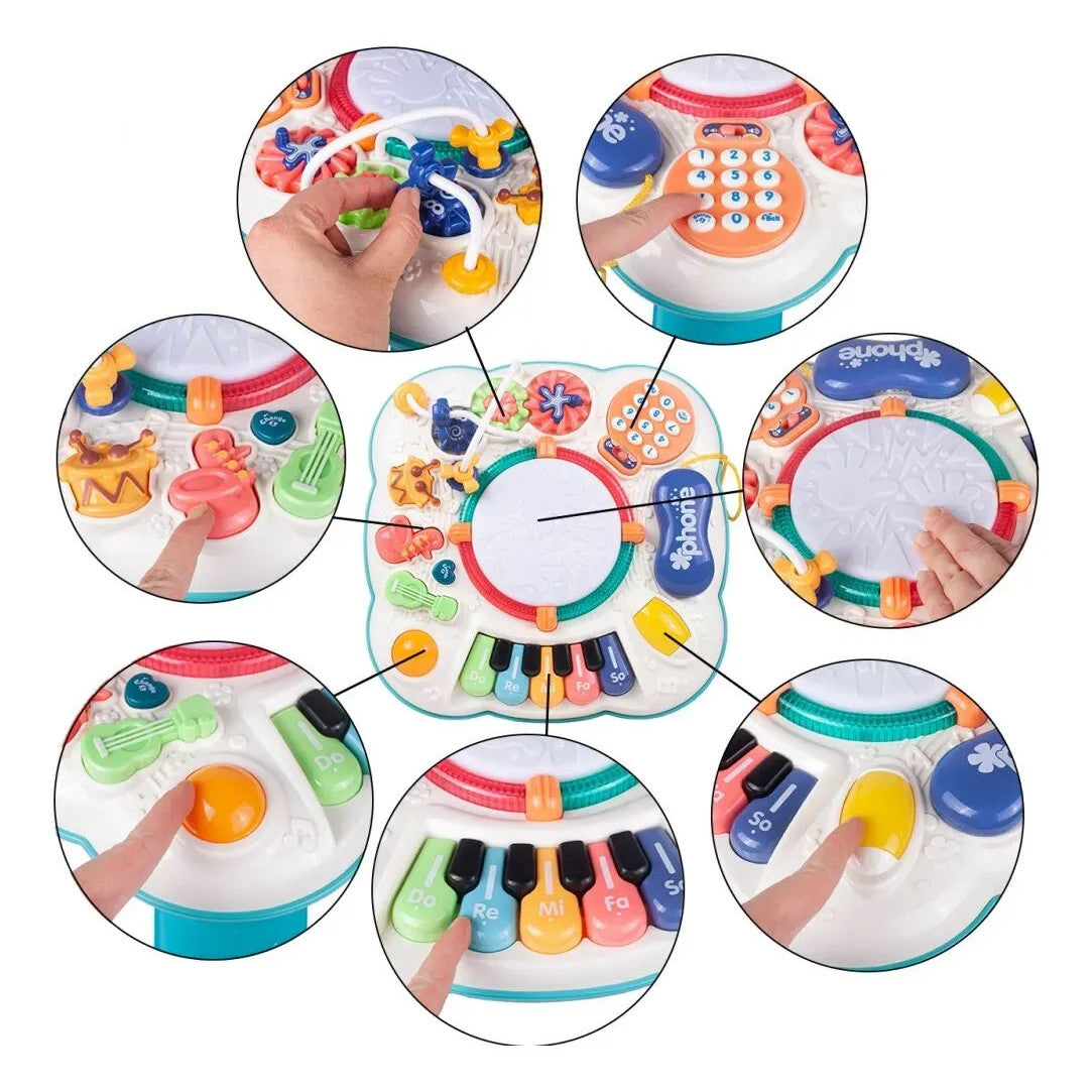 Masuta educativa idealSTORE 8 in 1,Activitati de invatare prin joaca, Acesorizata cu pian, telefon, intrumente muzicale