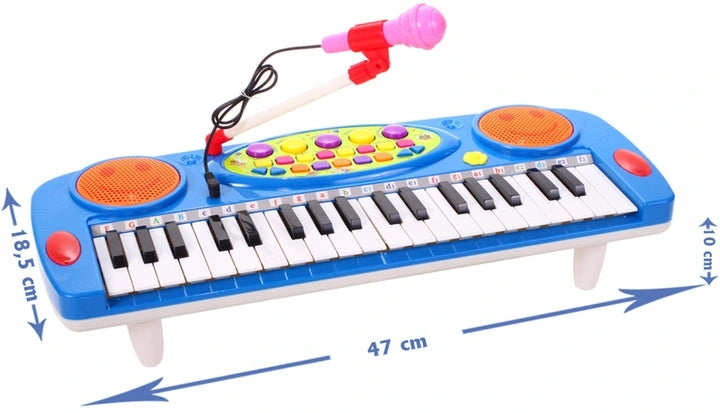 Orga Electronica cu 37 Clape, cu functie de inregistrare si Microfon pentru Copii, Culoare albastru