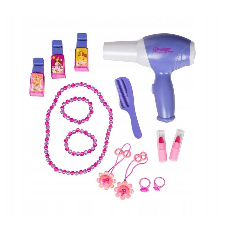 Jucarie Masuta Toaleta pentru Fete cu Scaunel si Diferite Accesorii, 24 Piese