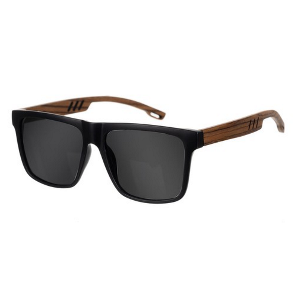 Ochelari de Soare Polarizati idealSTORE, Filtru UV 400, Clasa 3, Lentila Neagra, Protejeaza Impotriva Radiatiilor Solare, Excesive, Brate din Lemn, Include Carcasa Antisoc, Laveta pentru Curatarea Ochelarilor