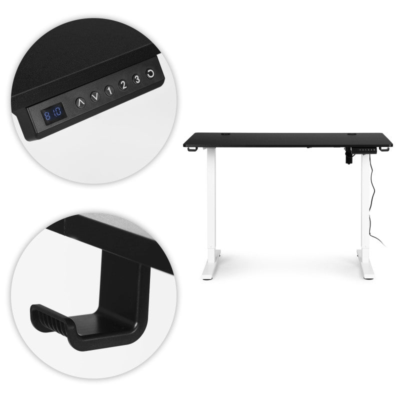 Birou electric reglabil pe inaltime office idealSTORE MordenOffice 120x60 cm alb negru memorie 3 pozitii