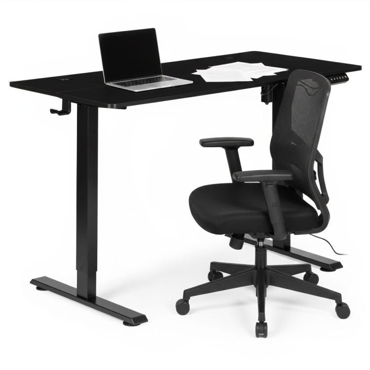 Birou electric reglabil pe inaltime office idealSTORE MordenOffice 120x60 cm negru memorie 3 pozitii