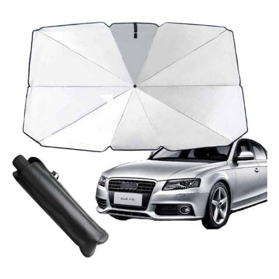 Parasolar auto idealSTORE Tip Umbrela, Latime 65cm, Lungime 125, Ruloul se pliaza si se desfasoara ca un acordeon, ceea ce faciliteaza fixarea lui pe sticla