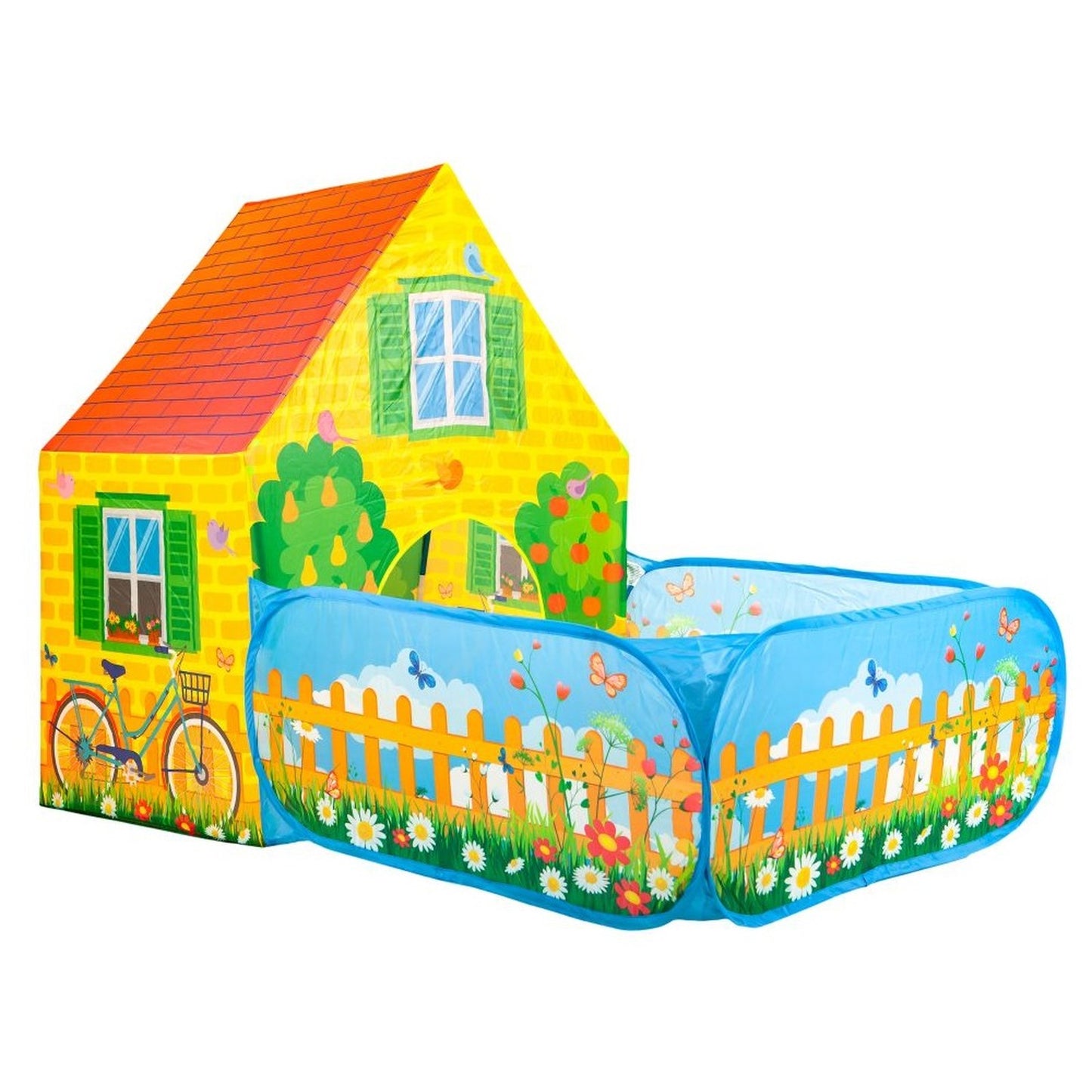 Cort de joaca pentru copii cu gradina idealSTORE FARM VILLAGE idealSTORE,Dimensiuni 110 x 90 x 150 cm