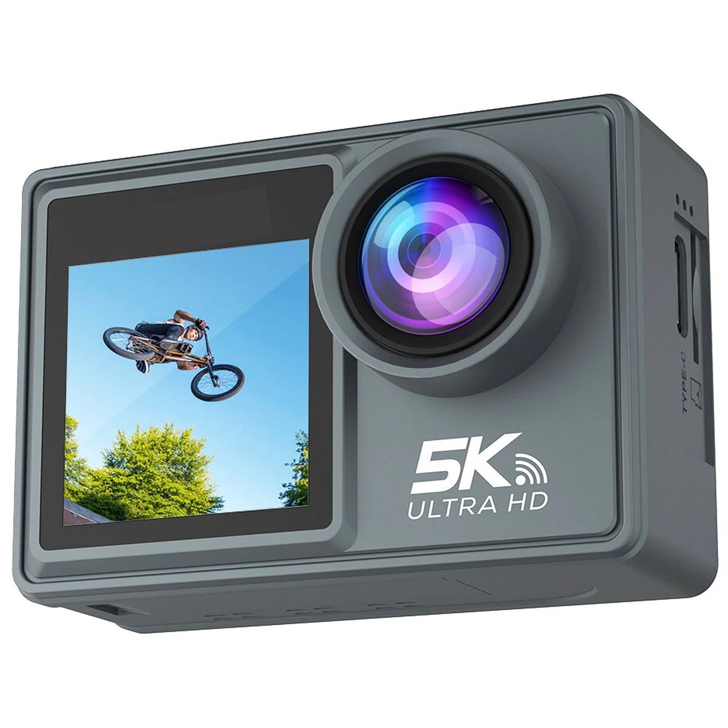 Camera de Actiune idealSTORE 5K Ultra HD, Foto 24 MP, 256 GB, Stabilizare imagine EIS, Microfon, WiFi, Port HDMI