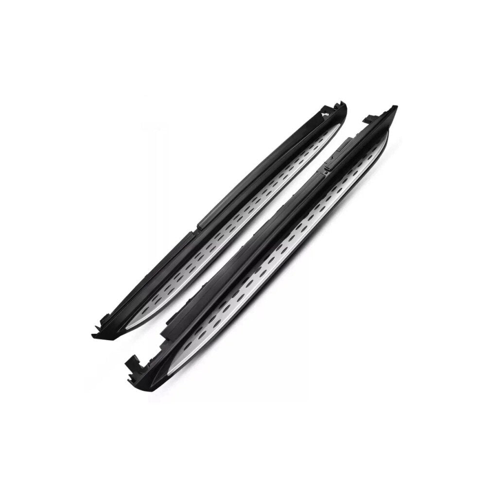 Praguri Auto idealSTORE, Compatibile Mercedes GLE W166 2015-2019, Design Estetic, Material din Aluminiu, Protectie Impotriva Loviturilor, Montaj Rapid si Sigur, Culoare Negru cu Insertii Argintii